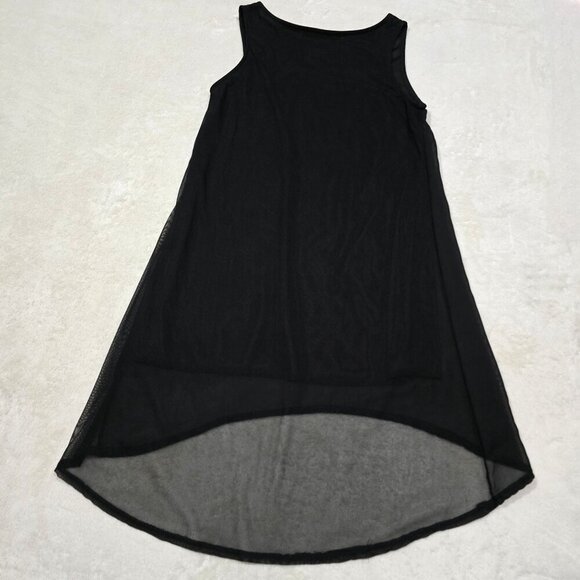Retro Doll Black Sleeveless Skull Tank Dress – High-Low Hem, Sheer Layer – S - Picture 11 of 12